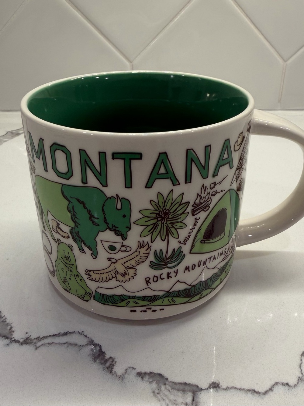 Starbucks Montana Been There Coffee Mug - Green & White 14 oz